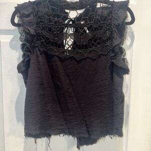 Free People Black Lace Blouse